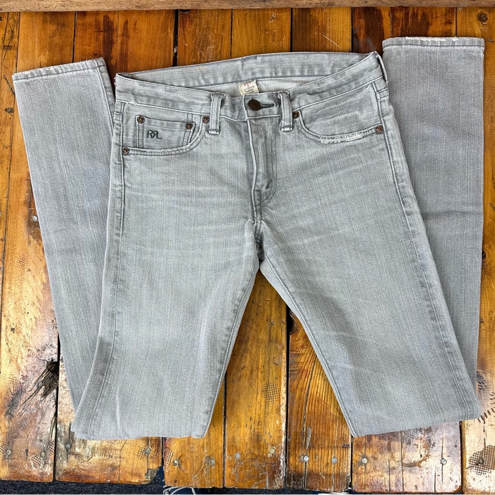 RRL Double RL Faded Grey Stretch Skinny Fit Jeans Size 25 Waist